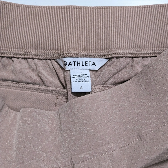 Athleta Brooklyn Textured Ankle Pant Grain Camo Mocha Latte Size 6 - Picture 7 of 11